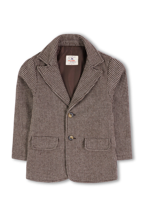 Boys Checkered Charcoal Grey Felt Coat