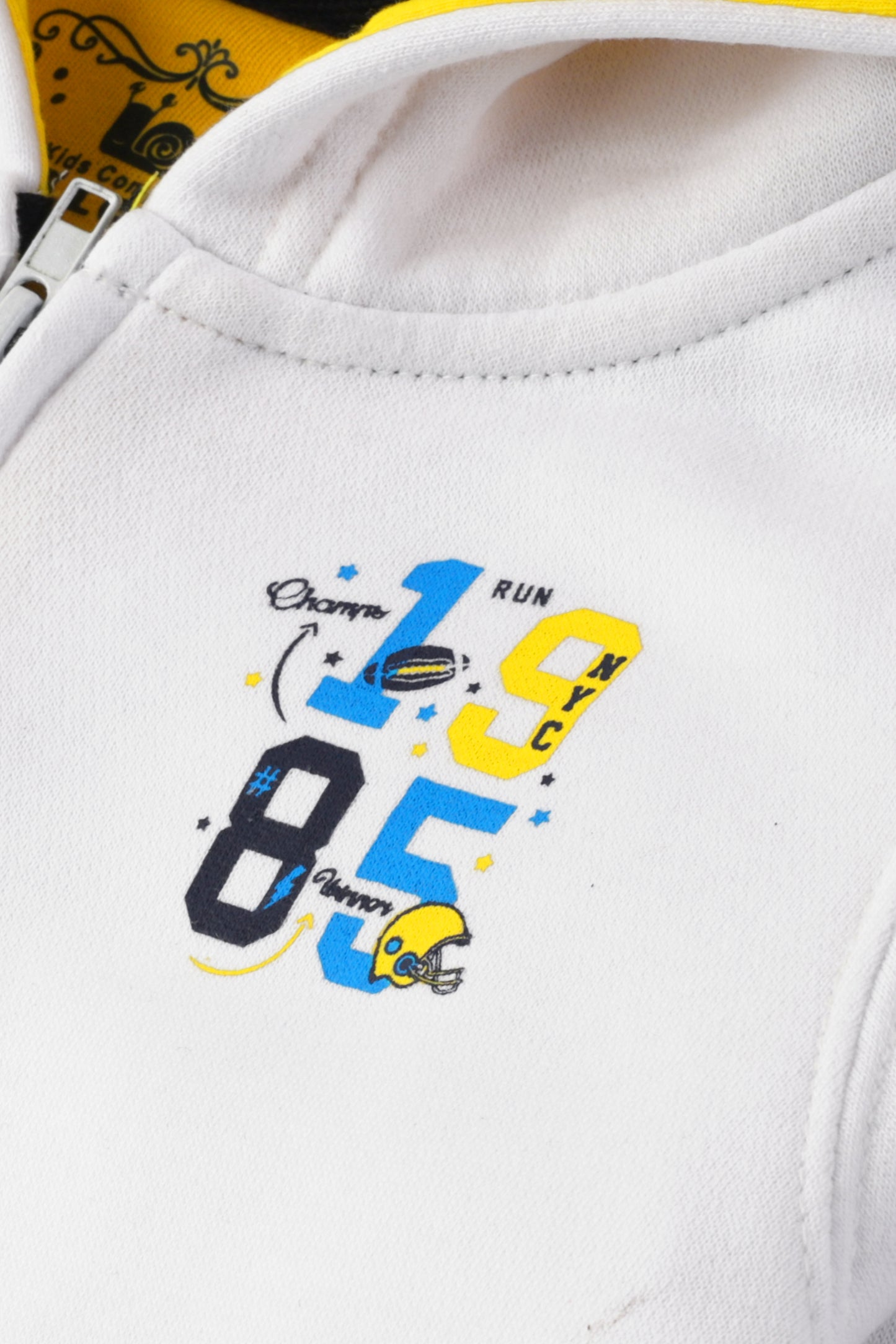 Boys Atheletic White Fleece Hoodie