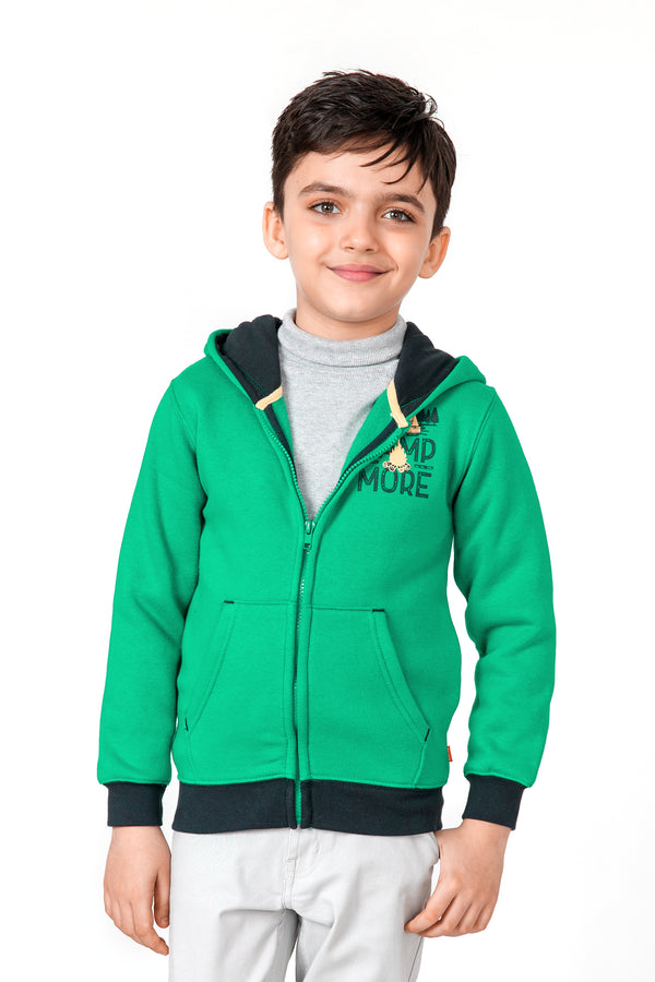 Boys Green Fleece Hoodie