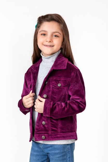 Girls Magenta Corduroy Jacket