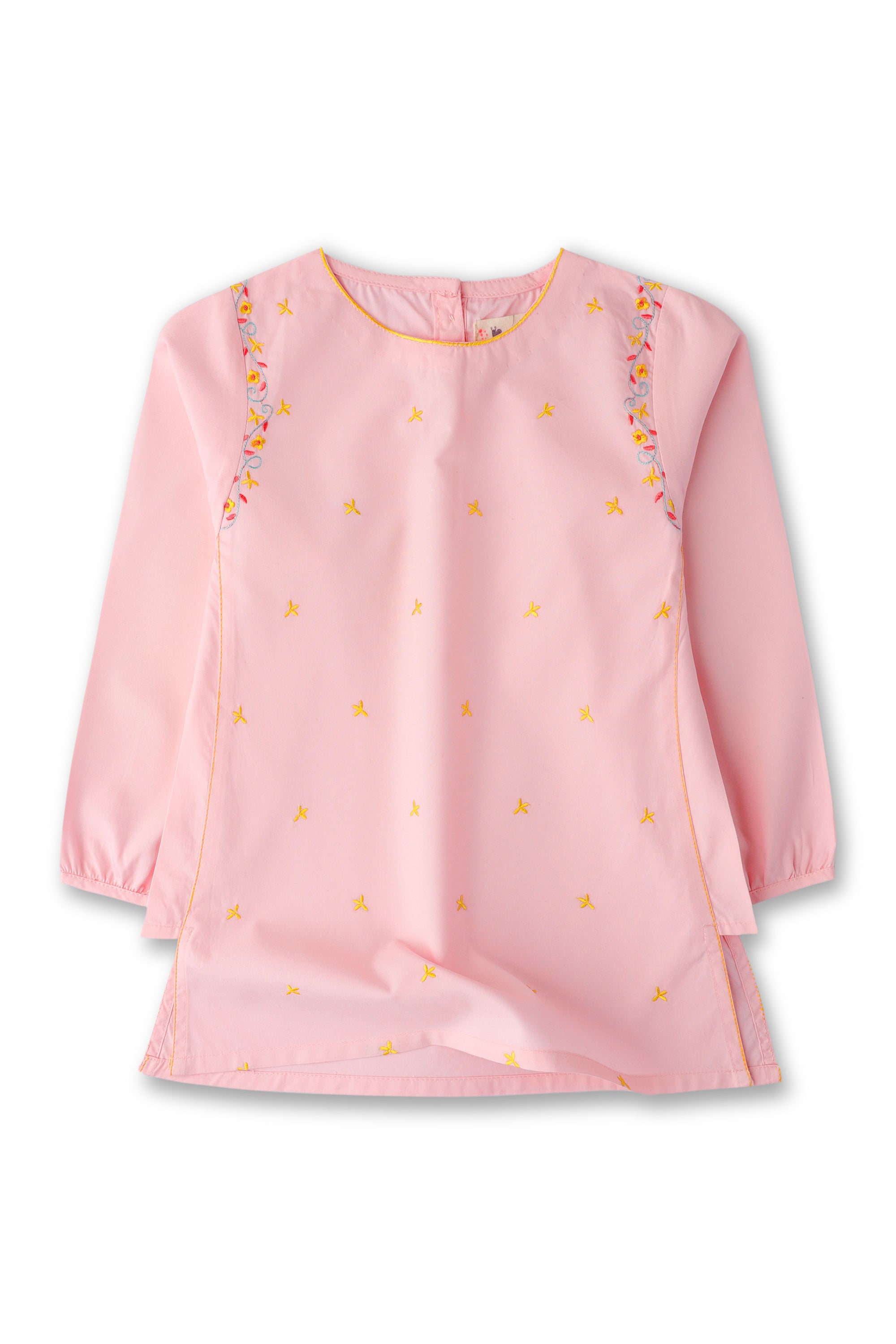 Girls Pink Embroidered Top