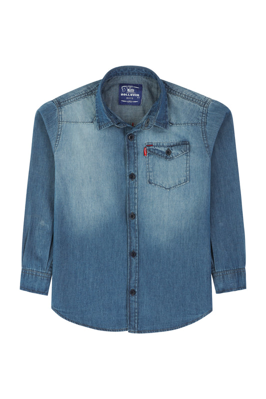 Boys Denim Blue Casual Shirt