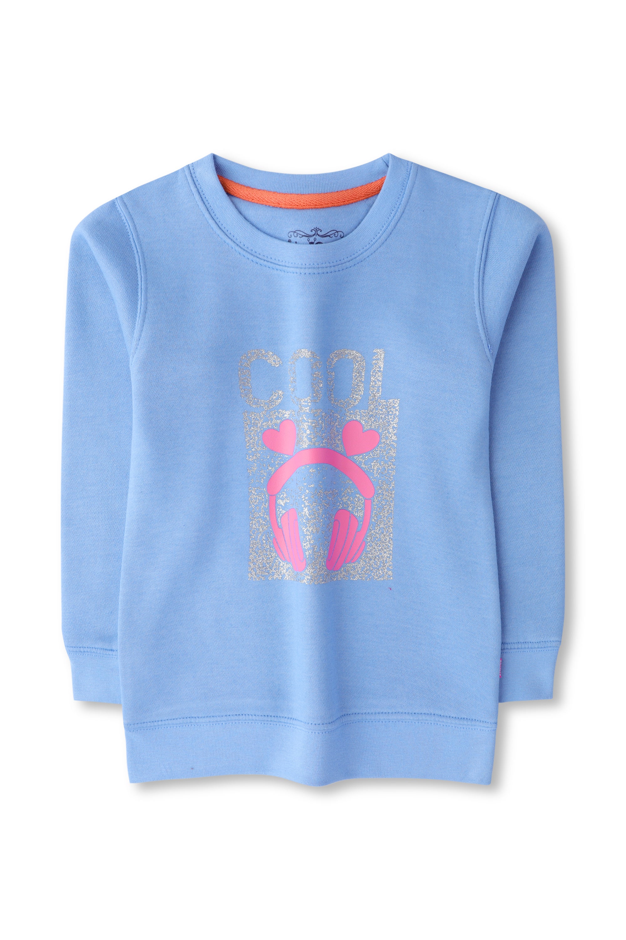 Girls Sky Blue Fleece Graphic Sweatshirt
