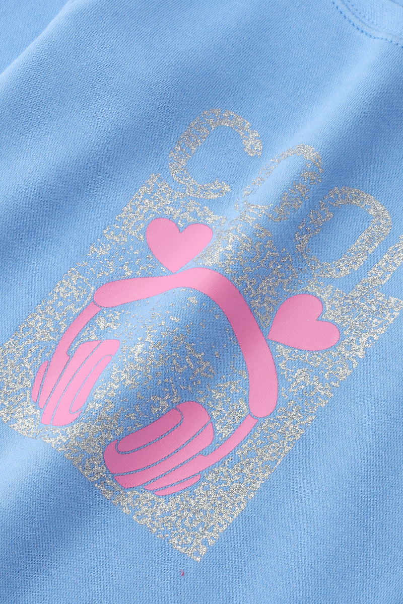Girls Sky Blue Fleece Graphic Sweatshirt – Rollover Kids Company