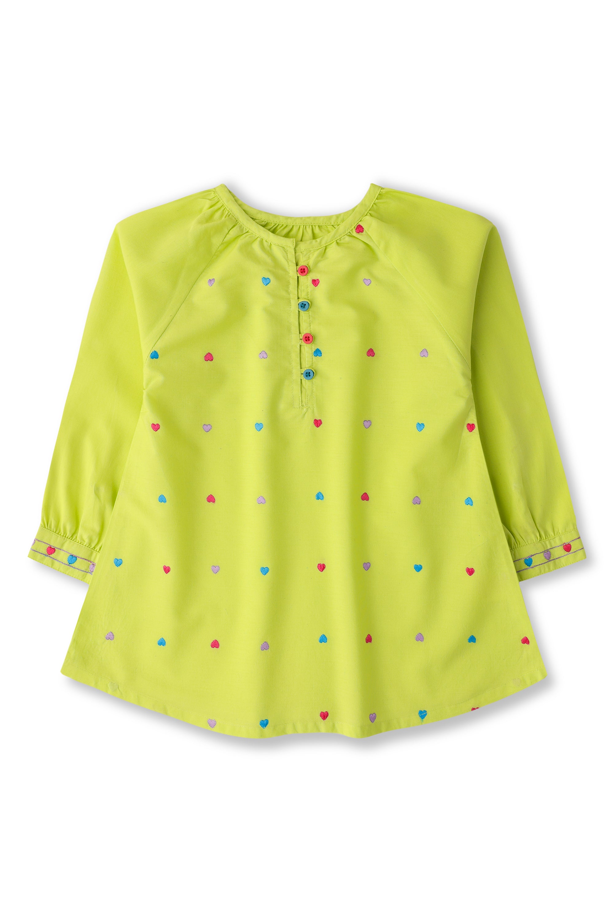 Girls Light Green Embroidered Top