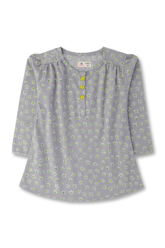 Girls Grey Printed Top