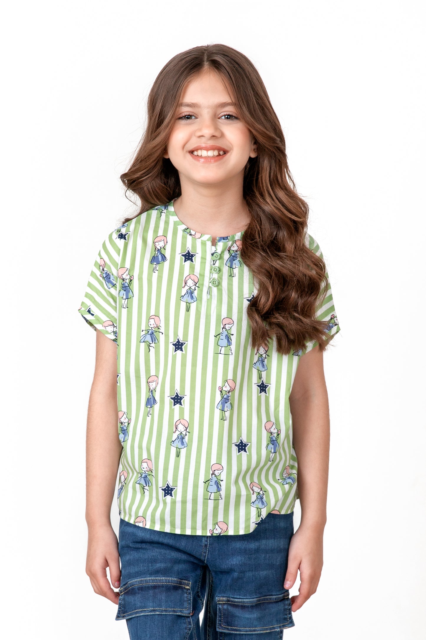 Girls Green Boxy Shirt