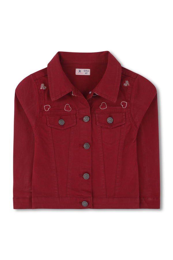 Girls Burgundy Twill Jacket