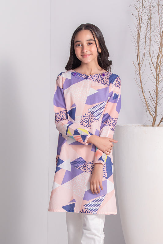 Girls' Multicolored Printed Kurti