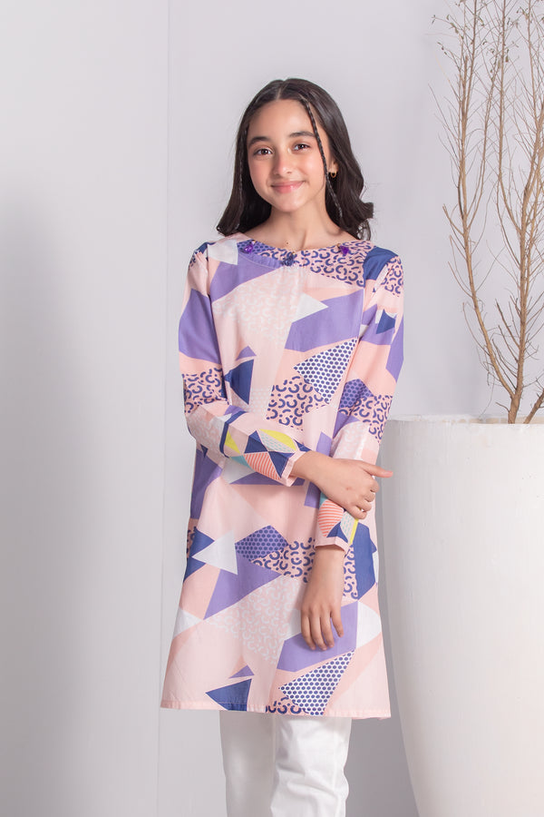 Girls' Multicolored Printed Kurti