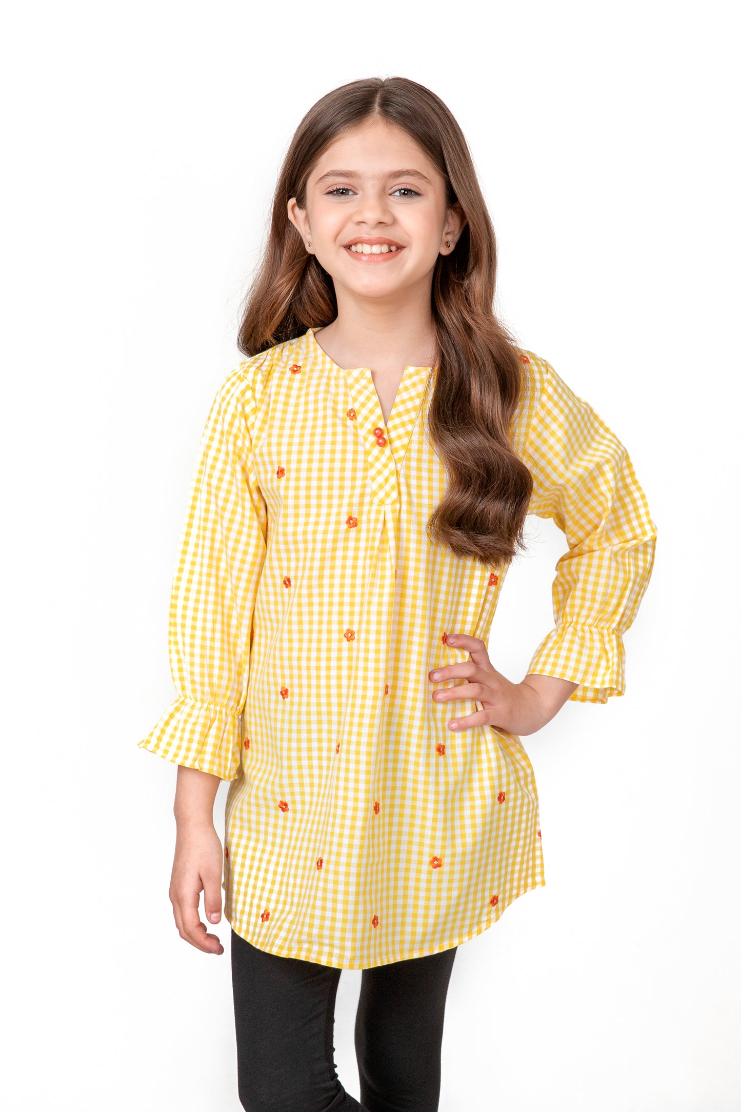 Girls' Cotton Check Top