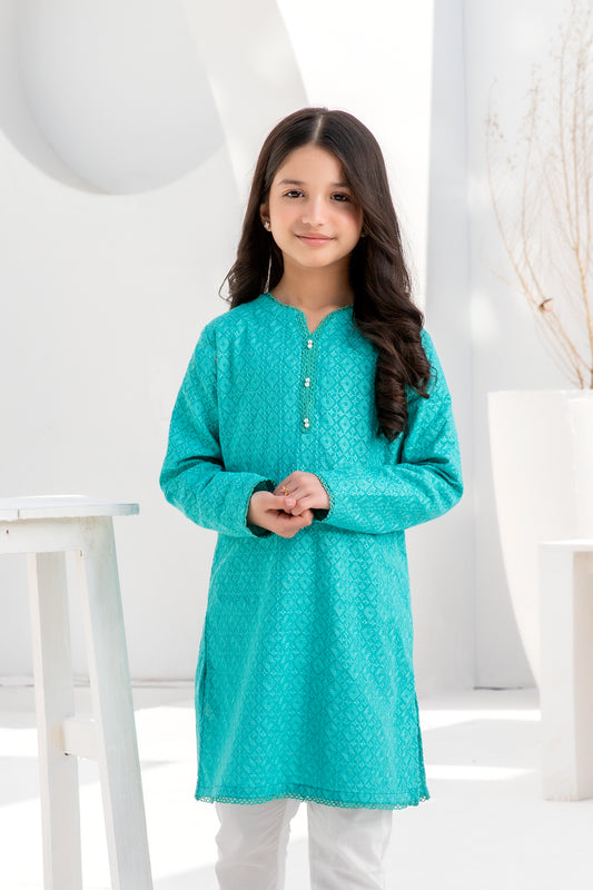 Seagreen Chikankari Kurta Set