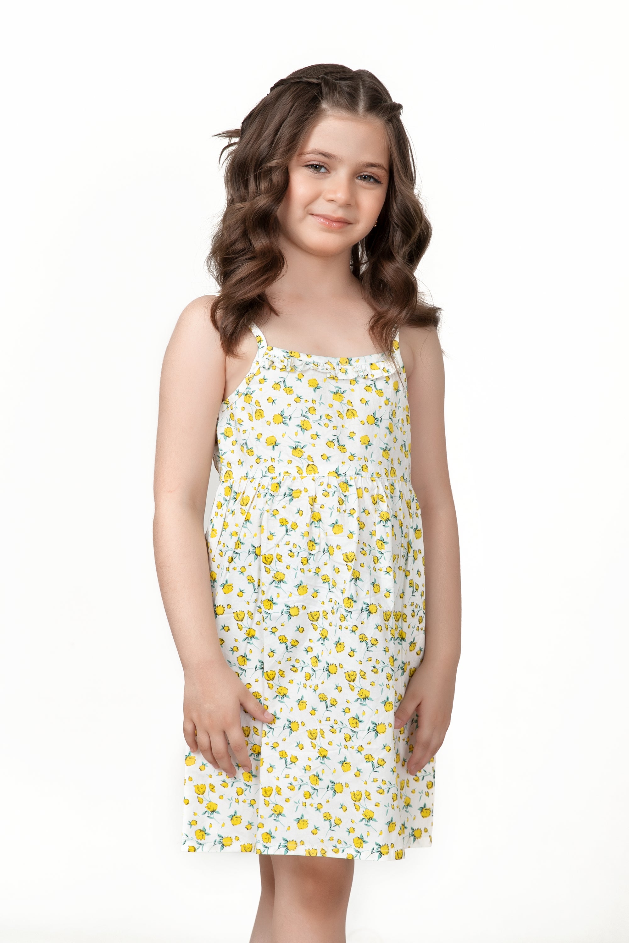 Yellow Floral Dress for Girls