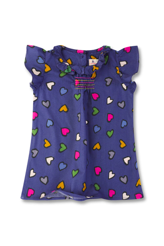 Girls Navy Heart Top