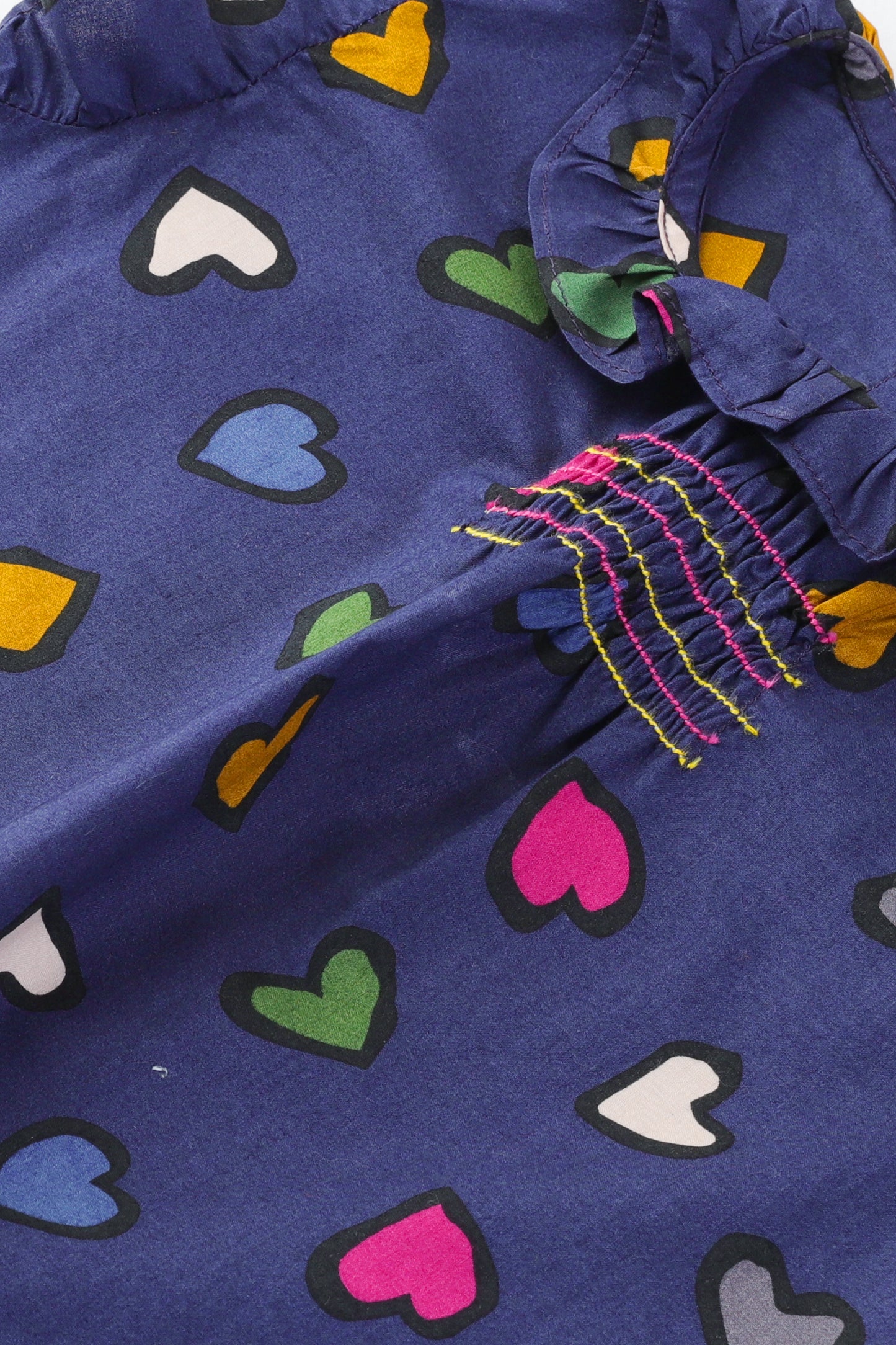 Girls Navy Heart Top