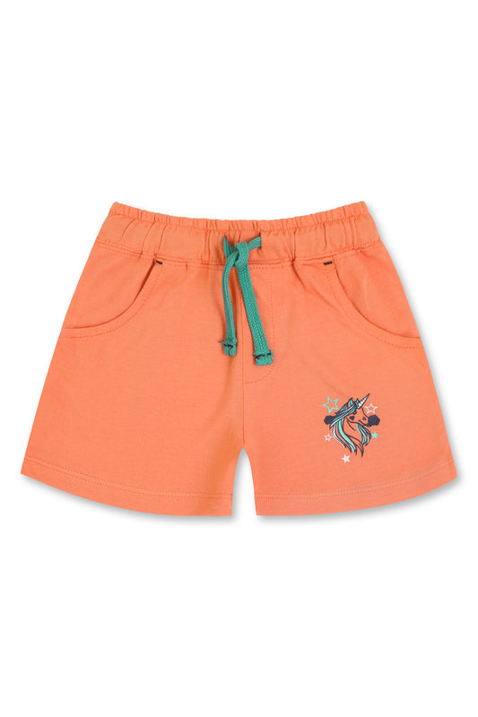 Girls Peach Unicorn Shorts