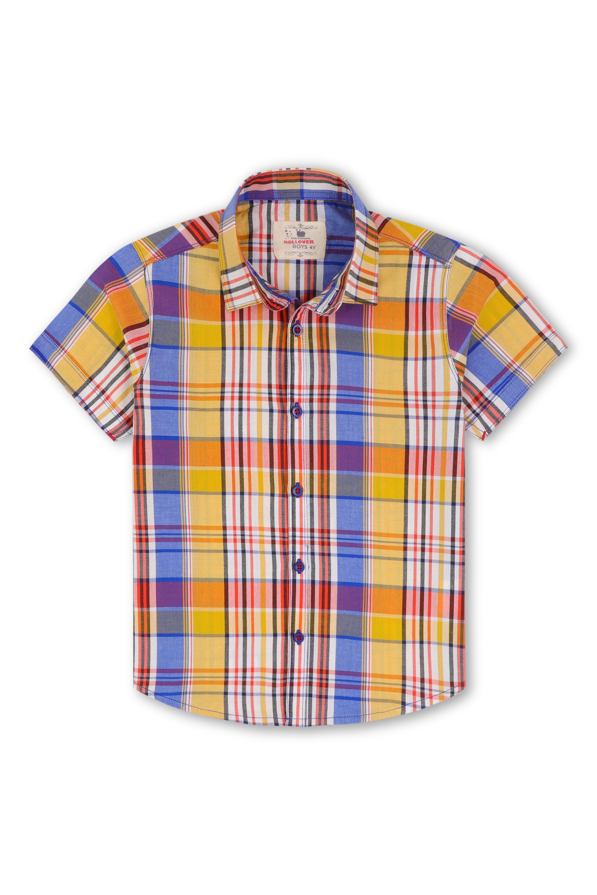 Yellow Checkered Cotton Shirt