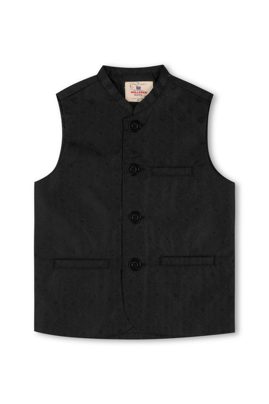 Black Jamawar Waistcoat