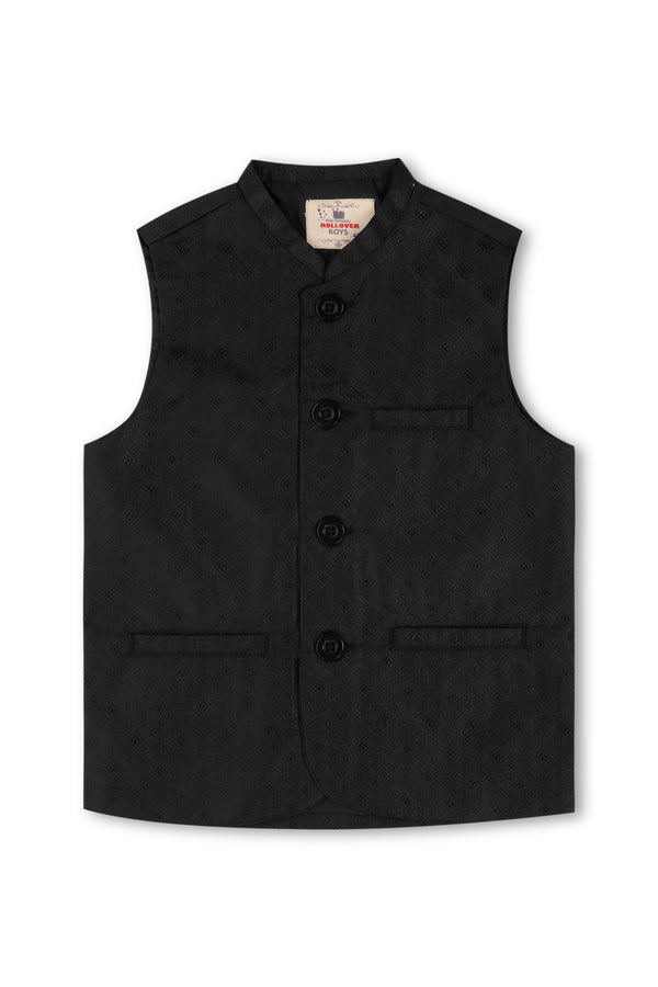 Black Jamawar Waistcoat