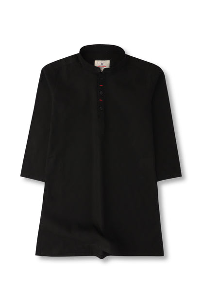 Jet Black Cotton Kurta