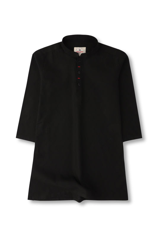 Jet Black Cotton Kurta