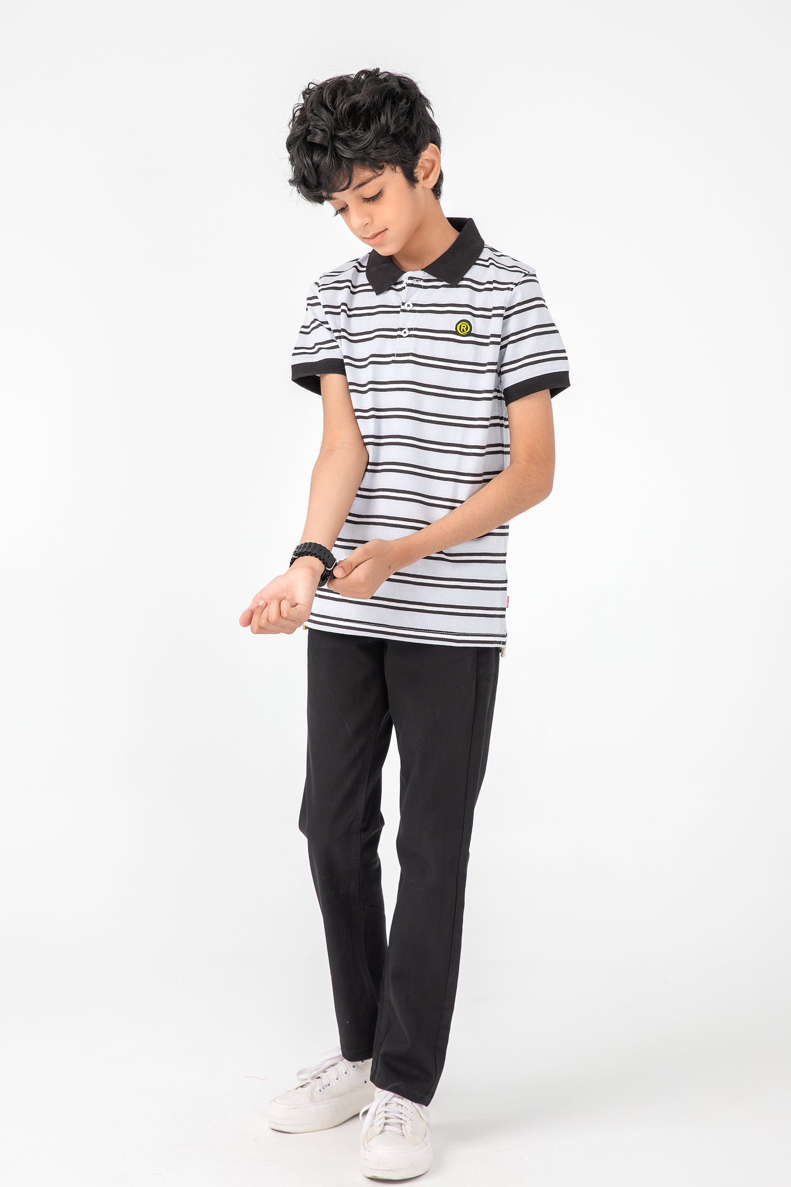 Black & White Yarn-Dyed Polo