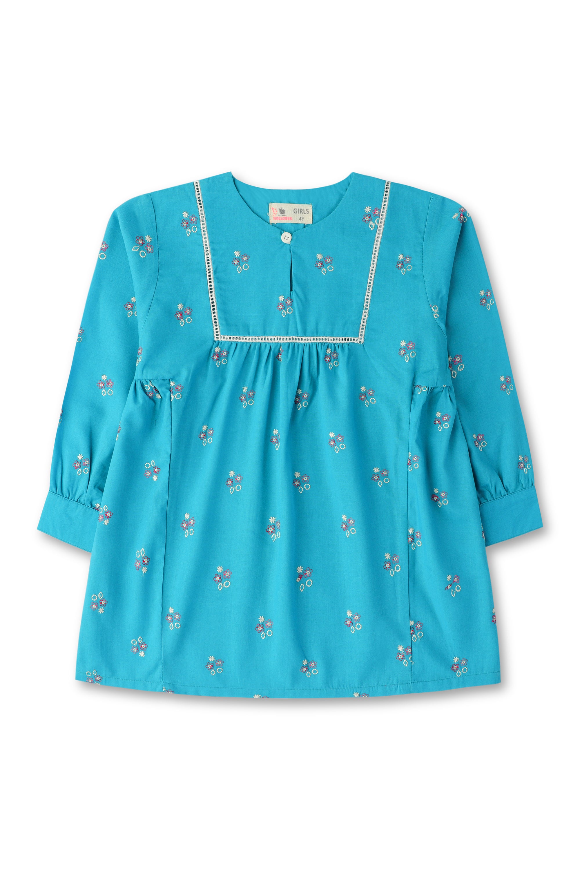 GIrls Blue Embroidered Top