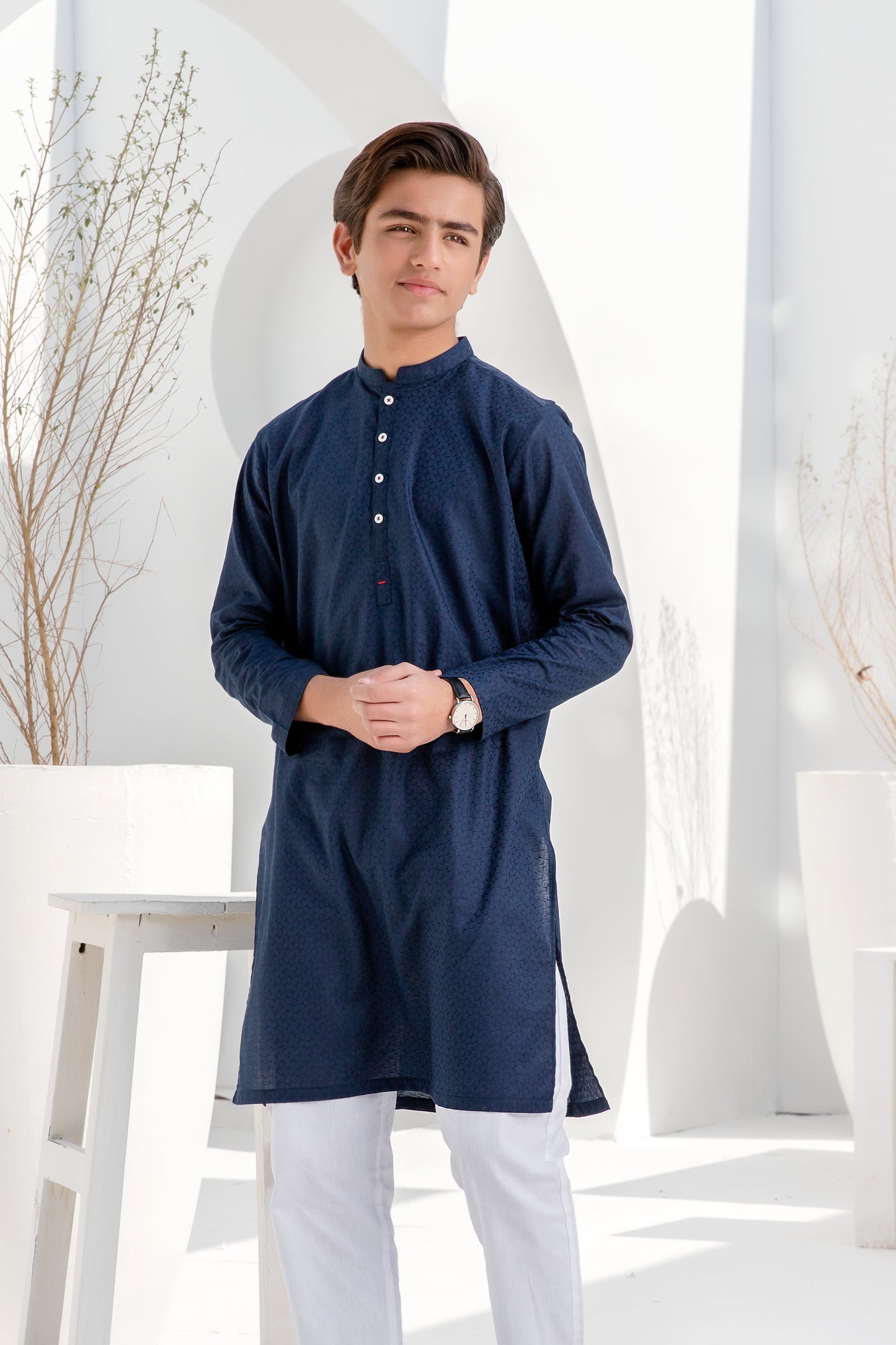 Navy Blue Cotton Kurta