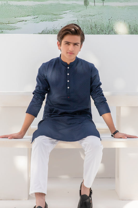 Navy Blue Cotton Kurta