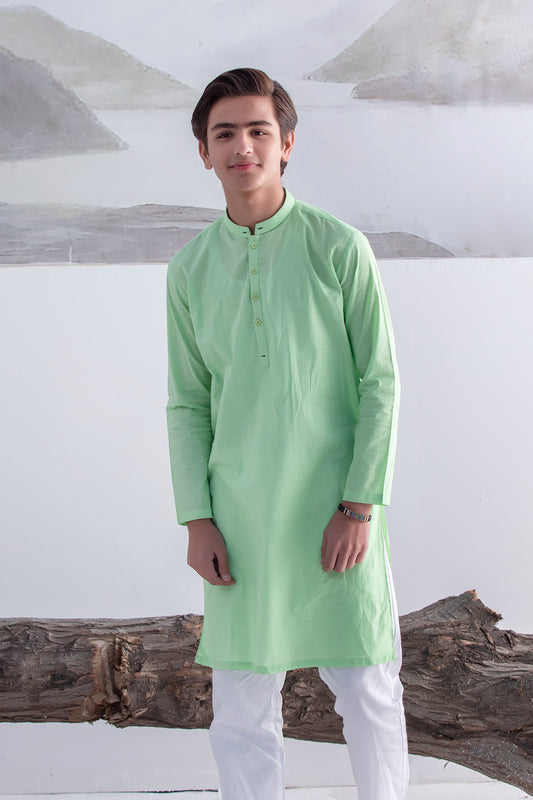 Green Cotton Boy's Kurta