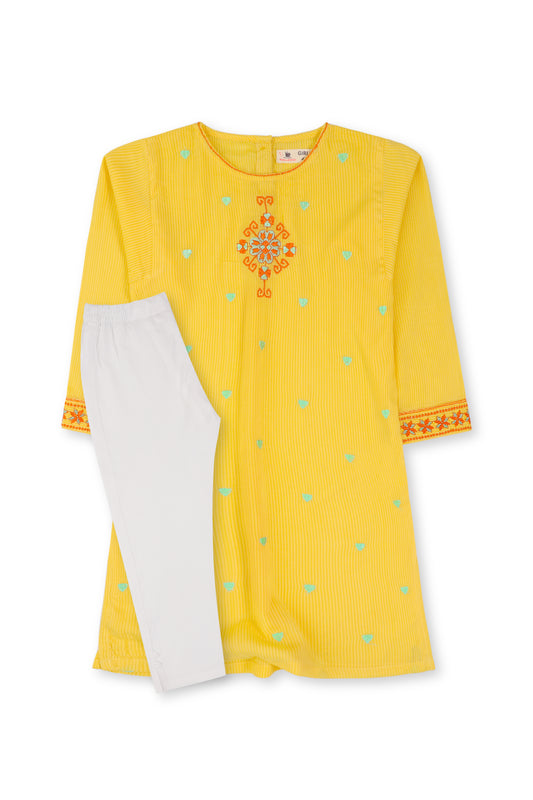 Yellow Cotton Kurta Set