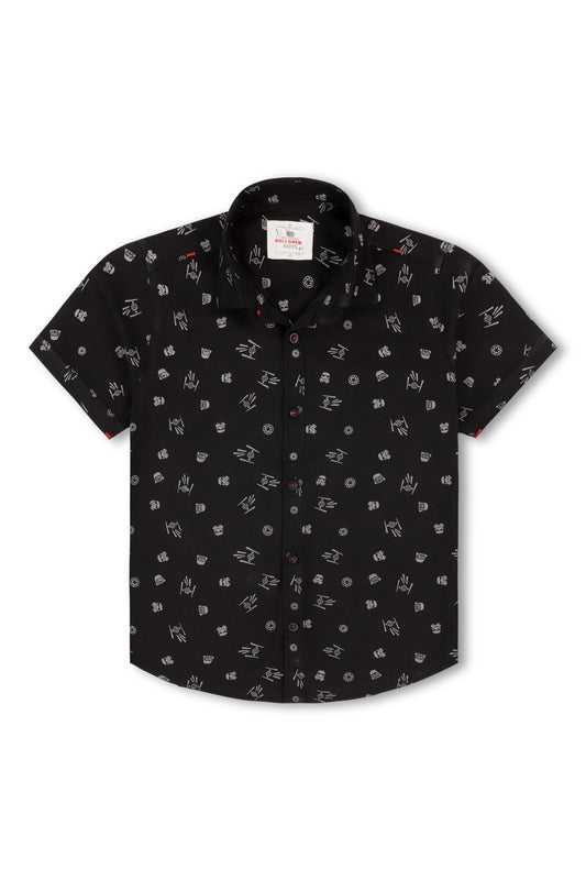 Black Printed Cotton Shirt