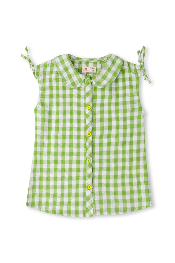 Green Cotton Check Top