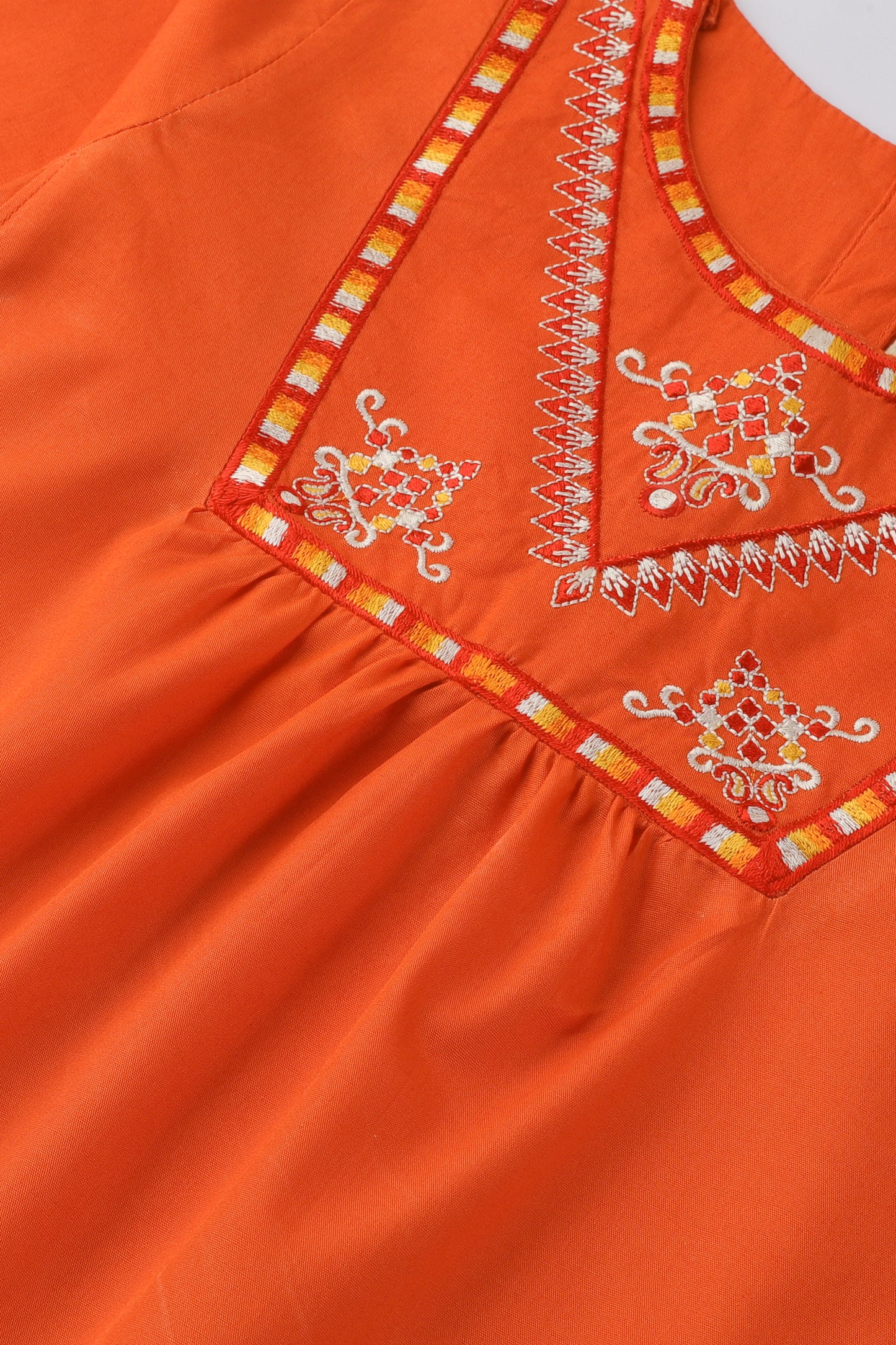 Orange Embroidered Top