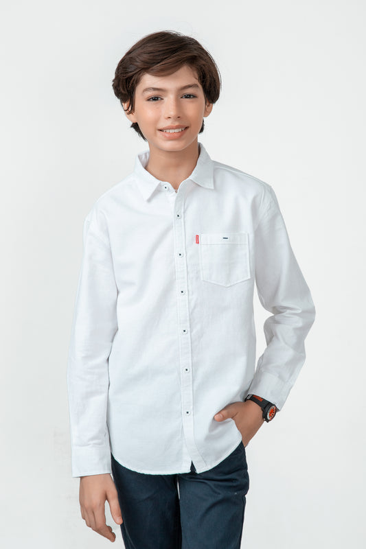 White Chambrey Casual Shirt