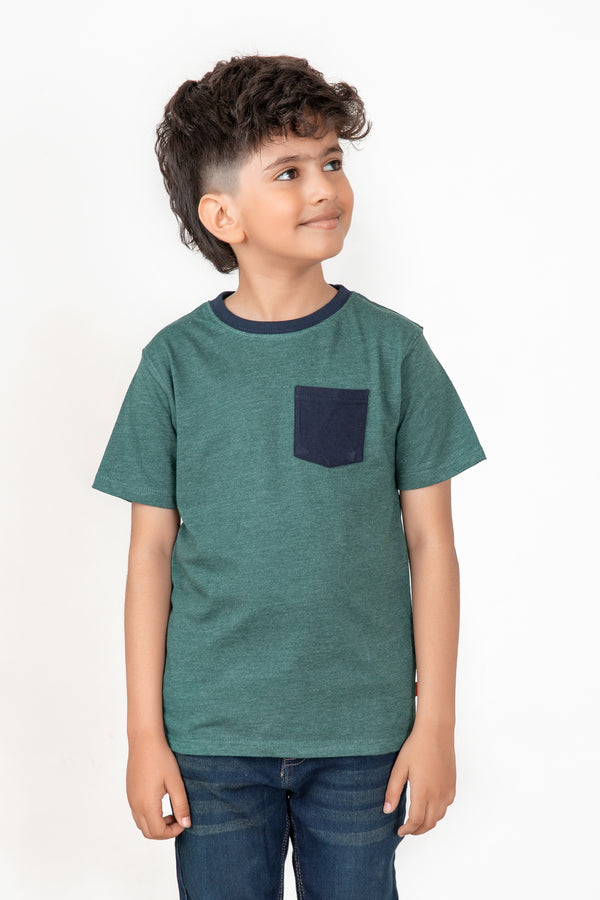 Boys Green Crew Neck Tee