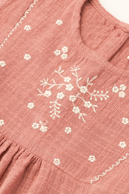 Tea Pink Cotton Girls Top