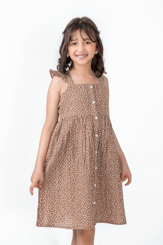 Brown Polka Dot Cotton Dress