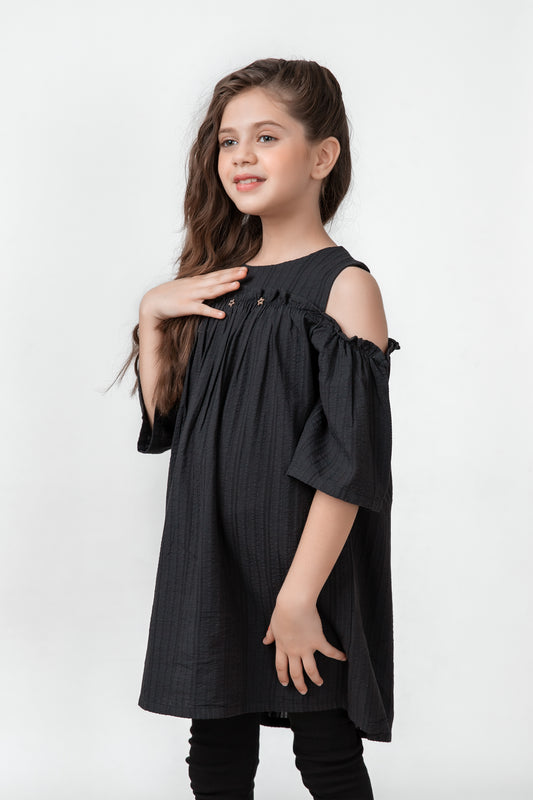 Black Off-Shoulder Girls Top