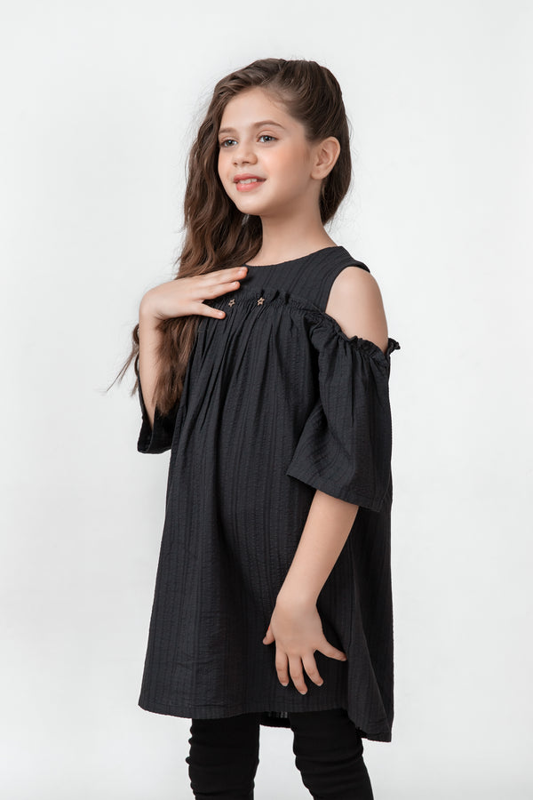 Black Off-Shoulder Girls Top