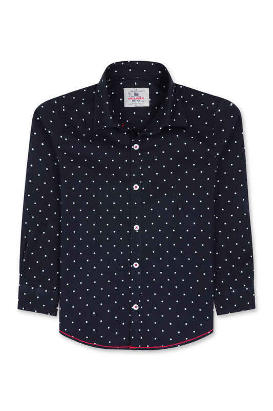 Navy Polka Dot Casual Shirt