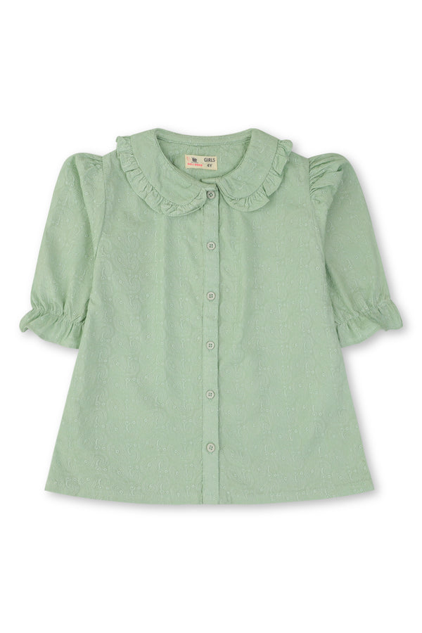 Aqua Cotton Frill Top