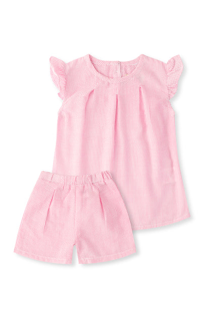 White & Pink Girls Dress Set