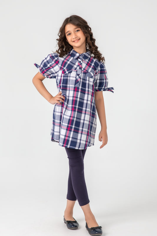 Navy Checks Cotton Top