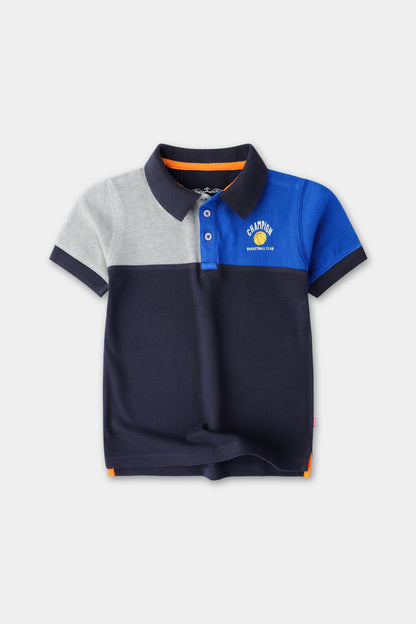 Boys' Navy Colorblock Polo Shirt