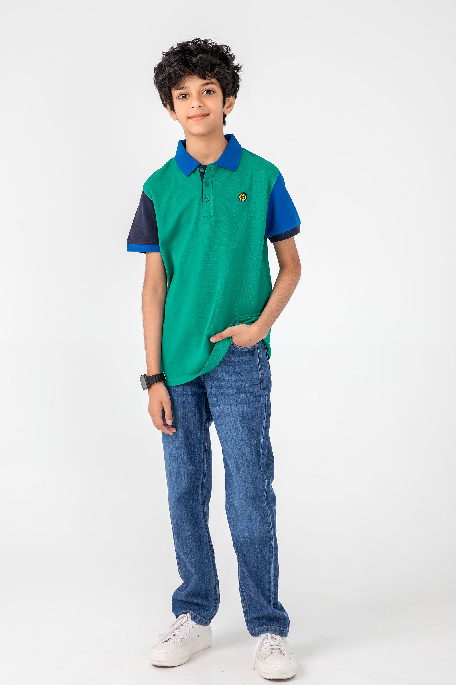 Boys Green Pique Polo