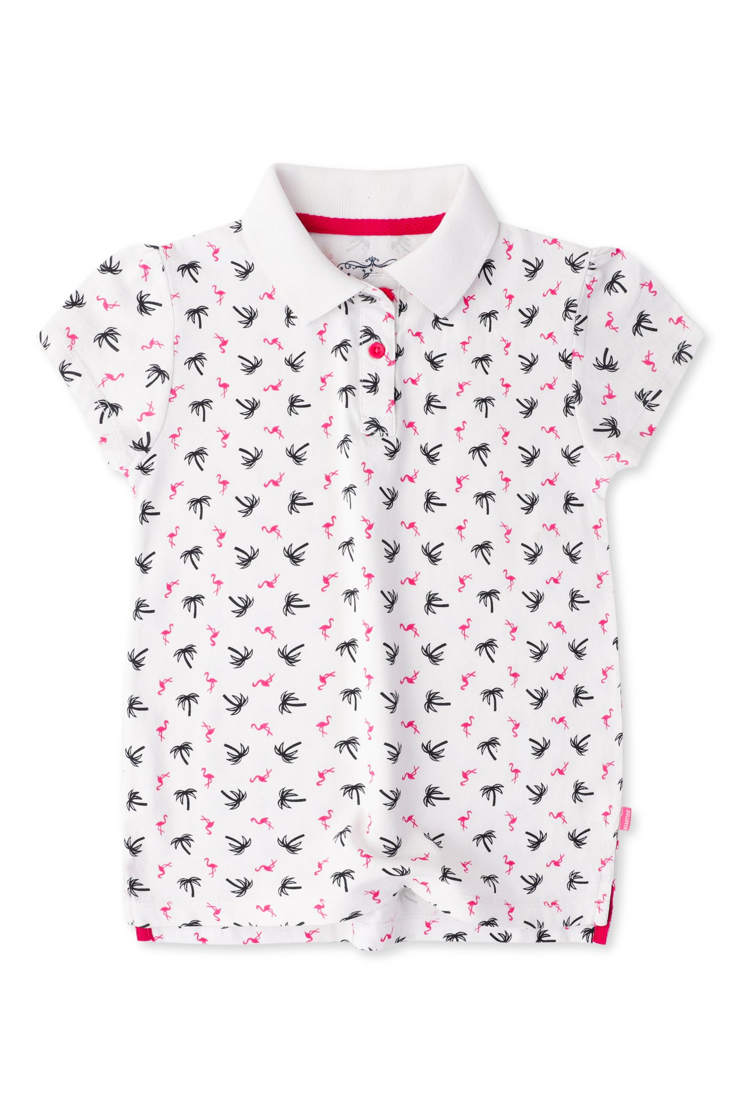 Girls White Flamingo Polo