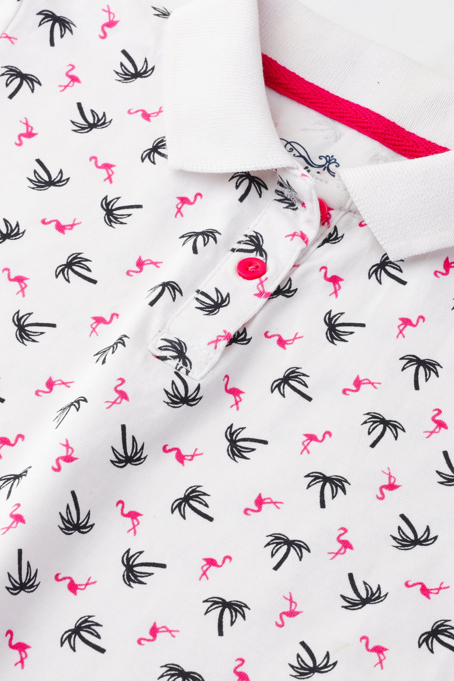 Girls White Flamingo Polo