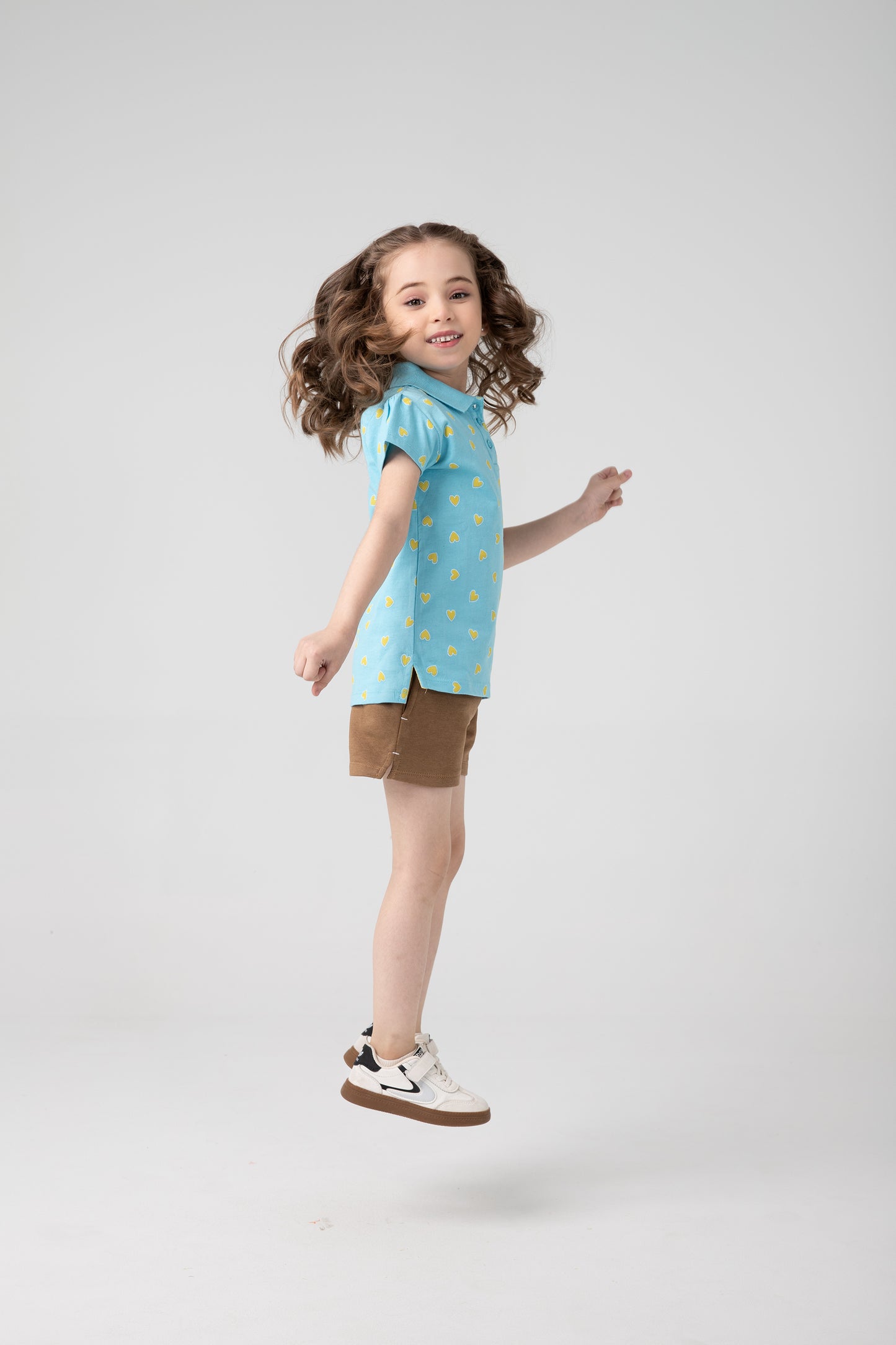 Girls' Heart Printed Polo Shirt