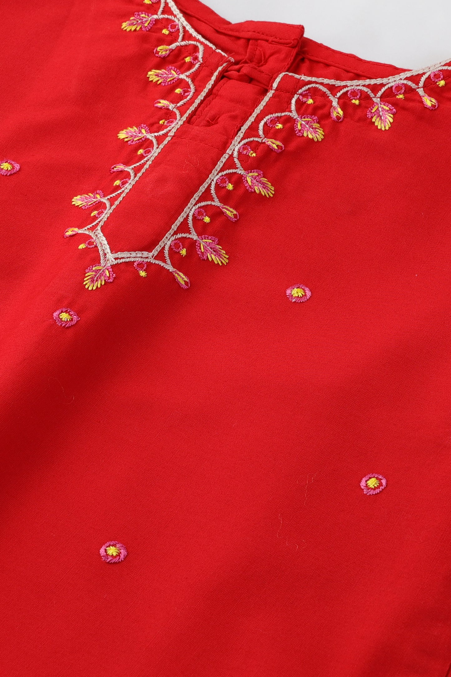 Fiery Red Embellished Kurti